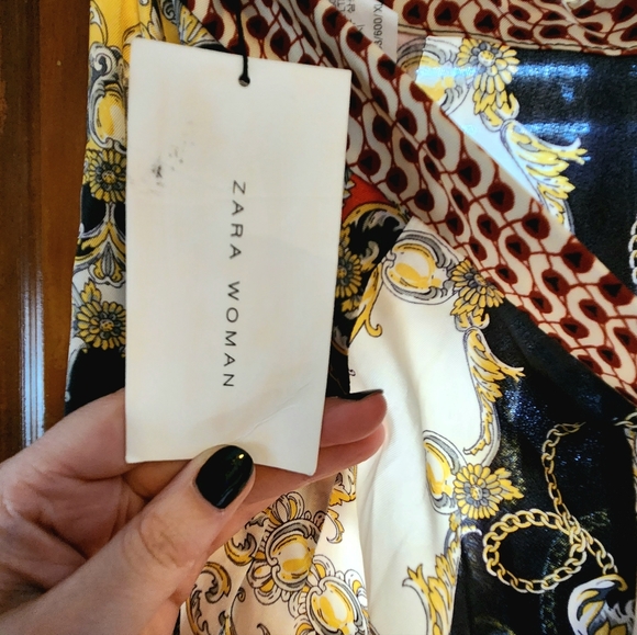 ZARA Scarf Print Pleated Midi Skirt, XL - Picture 3 of 6